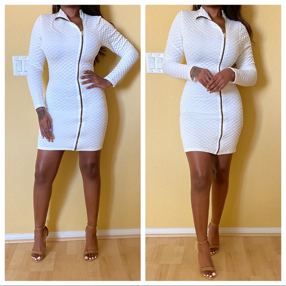Long Sleeve Quilted Mini Dress